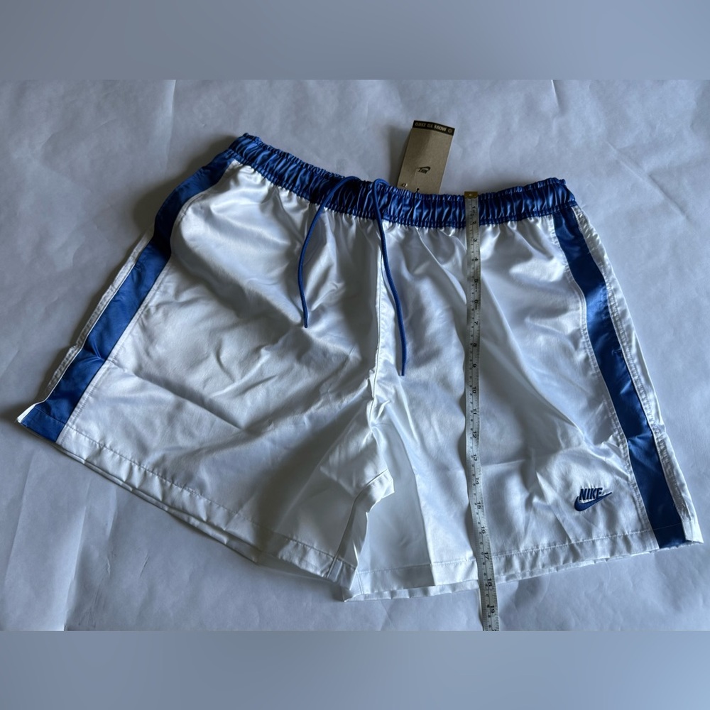 Nike White Athletic Shorts with Blue Trim